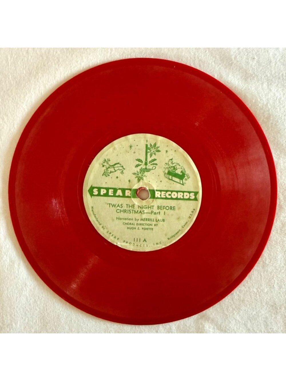 Vintage 1950s Red 78 RPM Twas The Night Before Christmas in 2 Parts Vinyl Record